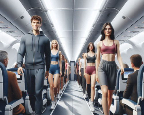 foto de personas desfilando a la moda para viajes en avión