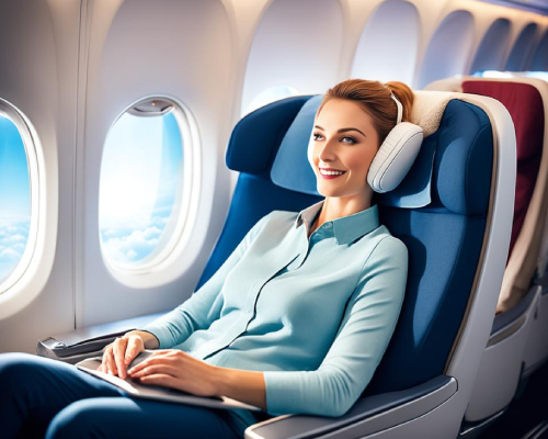 Mujer descansando elegante y cómoda en su asiento